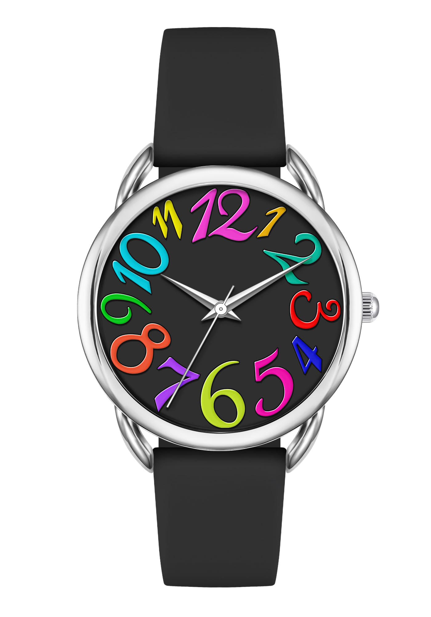 Watch for Women Big Face Colorful Arabic Numeral Easy to Read Soft Silicone Strap Watch