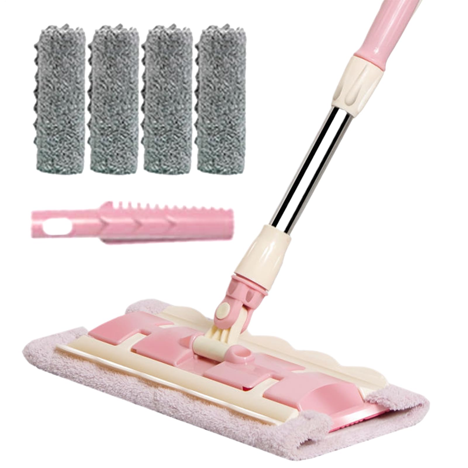 Fregona Plana - Reutilizables para Fregona Y Mango | Mopa Profesional De Microfibra | Fregona De Limpieza Con 4 Almohadillas Lavables | Herramienta De Limpieza Giratoria De 360 Grados para Co