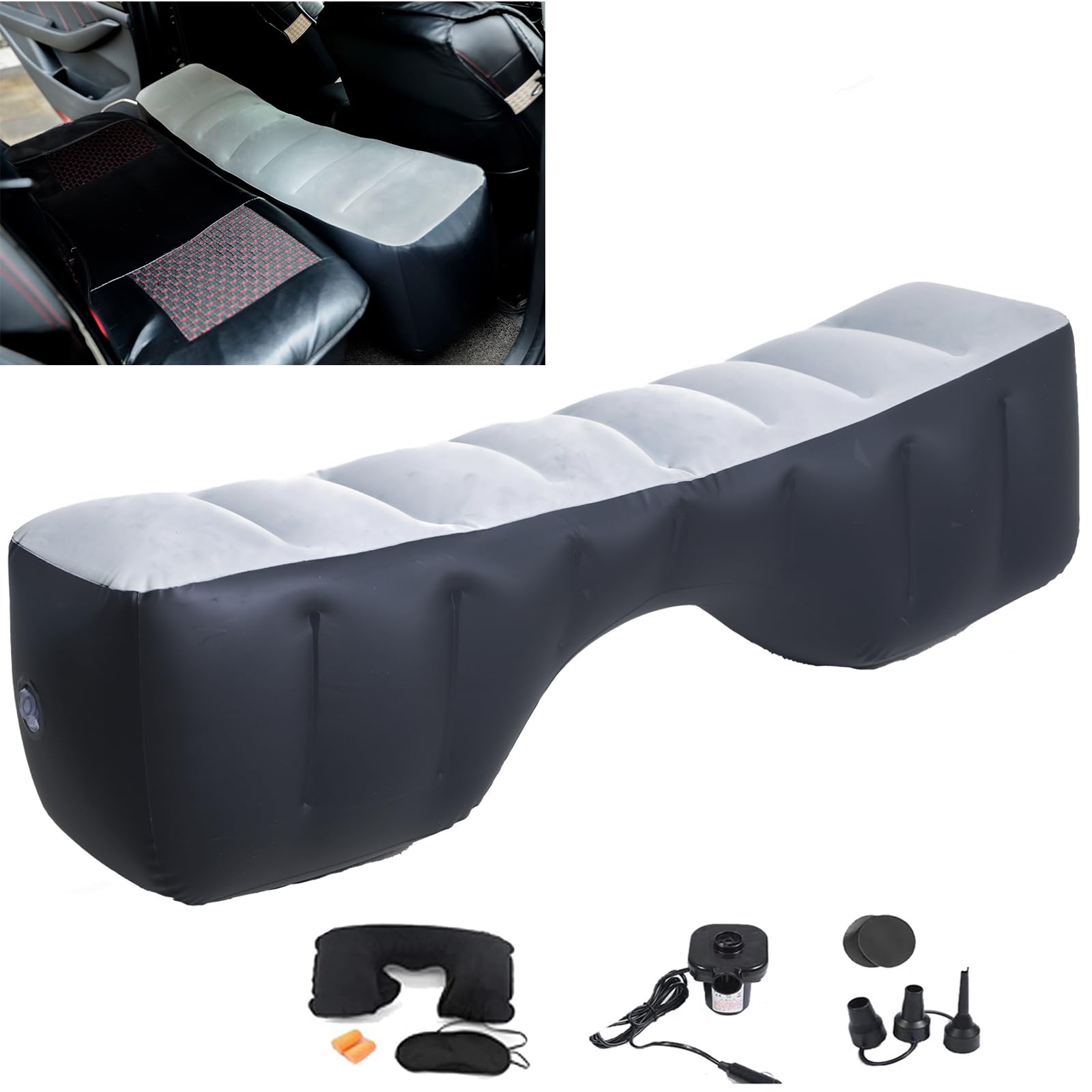 Photo 1 of Onirii Inflatable Car Air Travel Mattress Back Seat Gap Pad with Air Pump,51.2"×10.6"×14.6" Portable Cushion Camping Sleeping Gap Pad Air Couch for Small Compact Car SUV