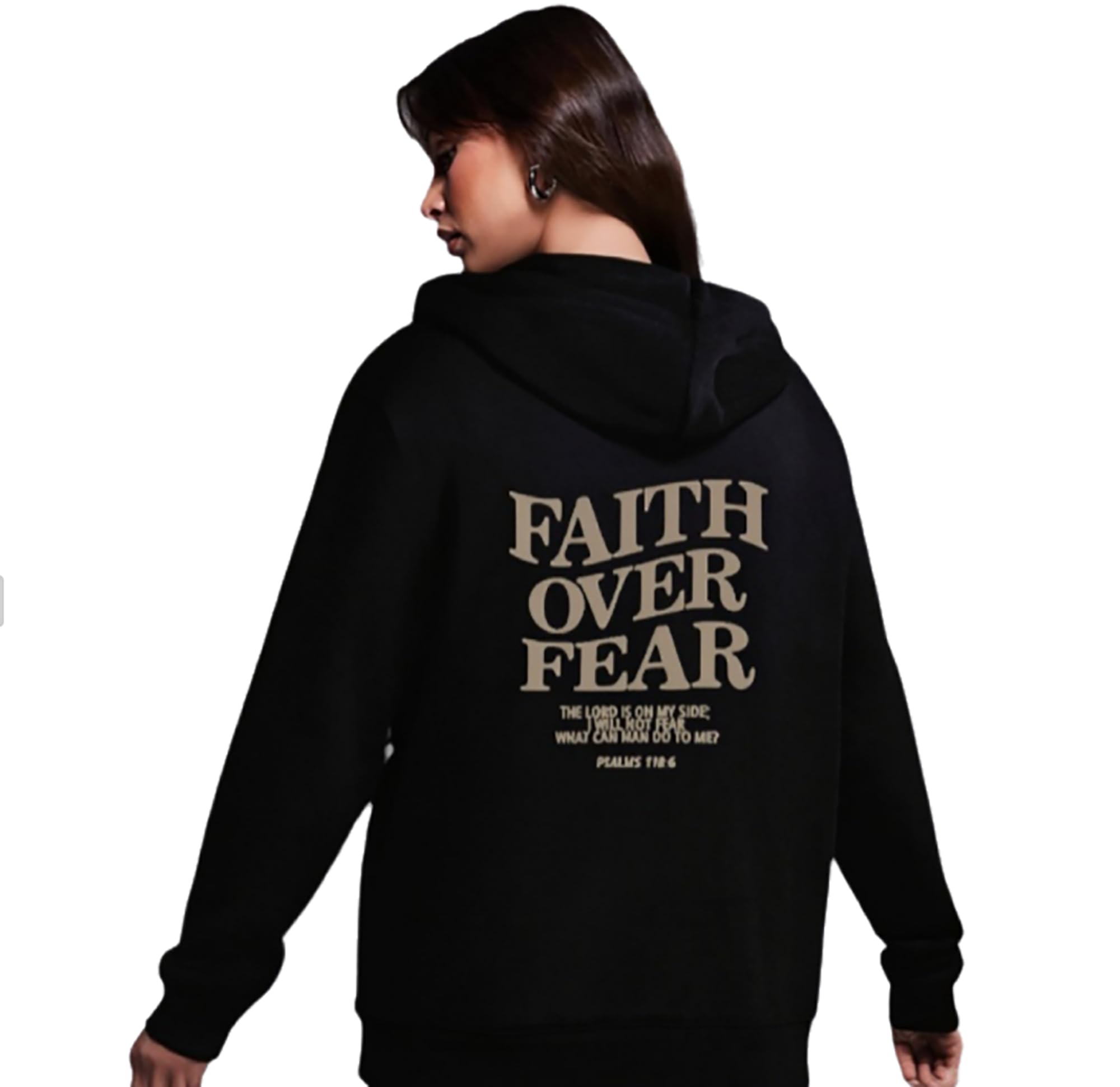 moytarcp Faith over Fear Hoodie Women Christian Sweatshirt EssentialsHoodie Give You the Faithand Strength (Black,XXL)