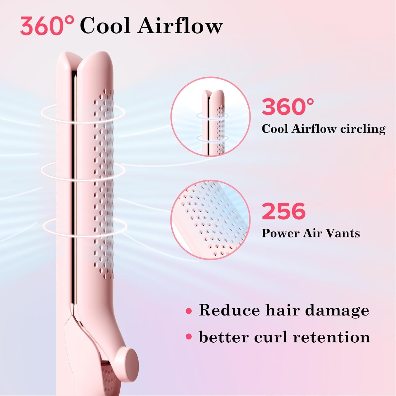 Hair Straightener and Curler 2-in-1, 360°Airflow Styler Curling Iron, LED Digital Display Multiple Temp, Auto Off, Dual Voltage with Infrared - Image 2