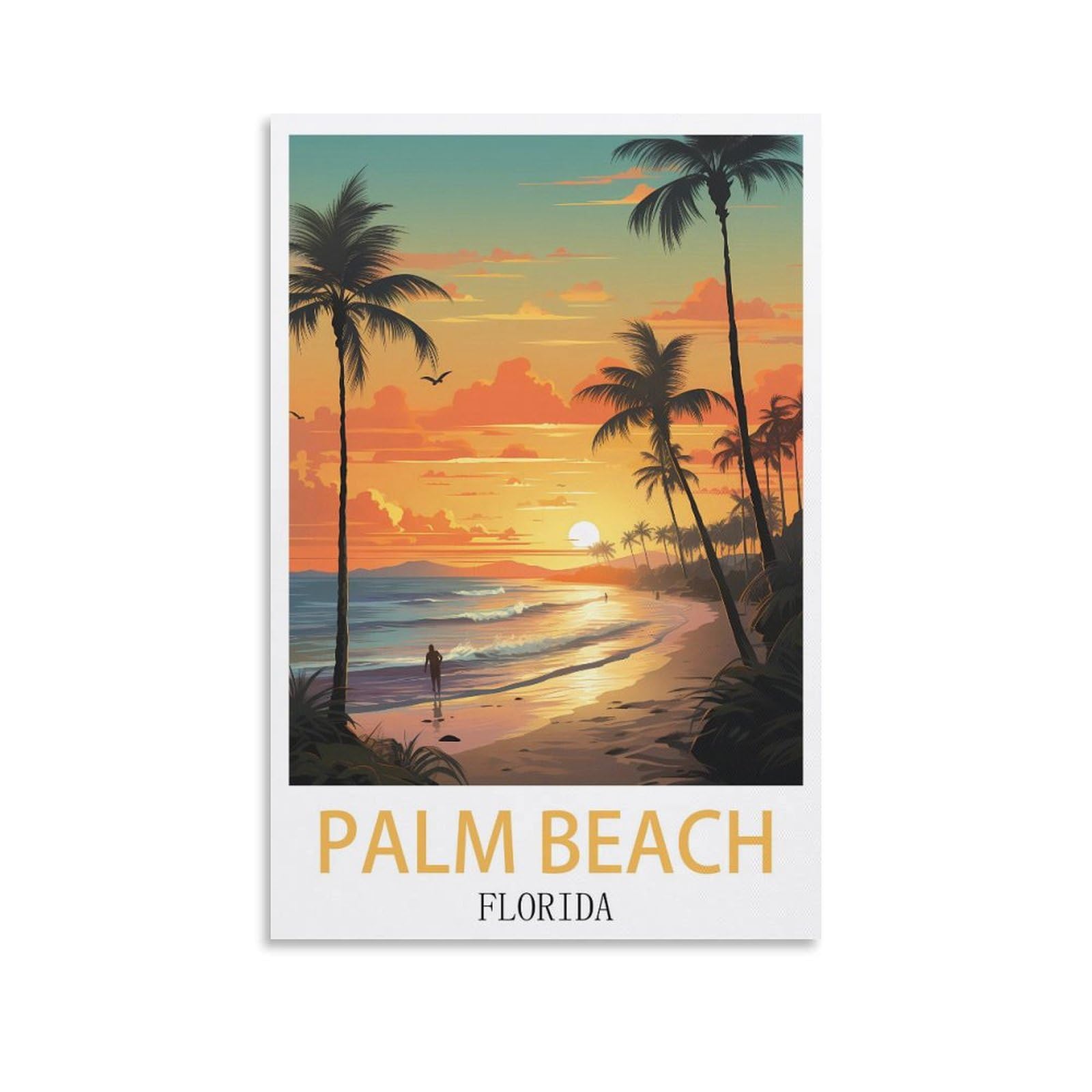 EZMLFA DIY Diamond Painting,Palm Beach Florida 5D Landscape Diamond Painting Kits for Adult, Gem Art Crystal Art Kits for Adults, for Home Wall 40x50cm