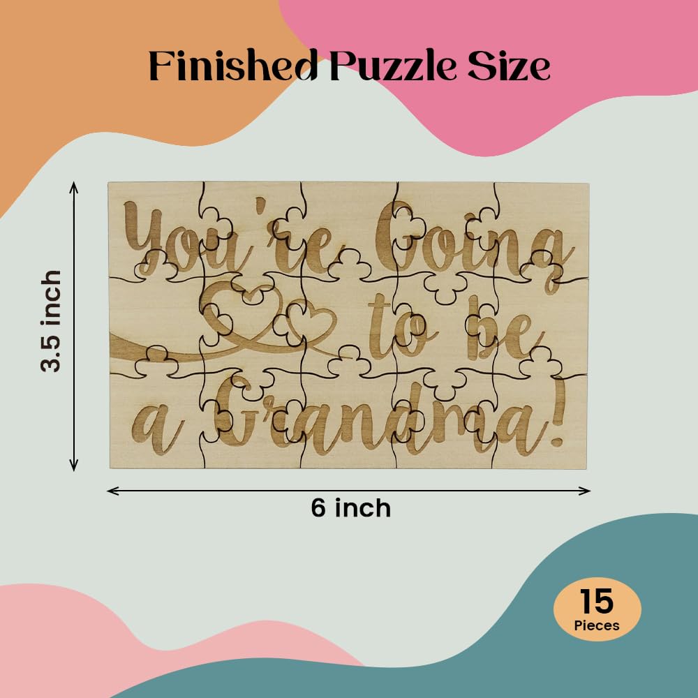 You're Going to Be a Grandma 15 Piece Basswood Jigsaw Puzzle, Surprise Pregnancy Announcement, Light Brown (WD01CS) - Image 2