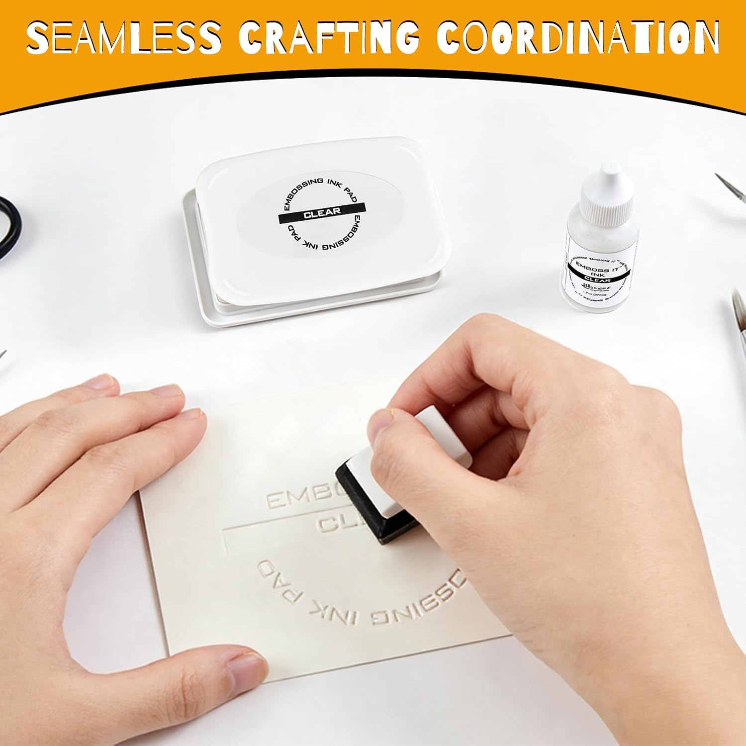 ForraFun 2 Pack 4 Inch Clear Embossing Ink Pad with 2 0.5 oz Refill Bottles for Crisp Stamping for DIY Cards and Scrapbooking, Detailed Embossing