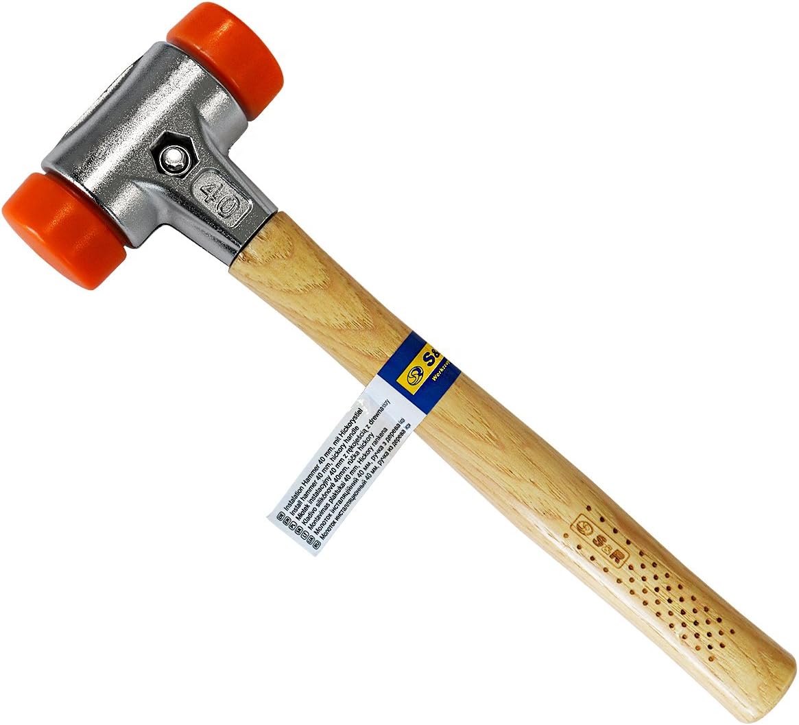 S&RRubber Mallet Soft-face Mallet 30 mm, PU Head, Hickory Handle
