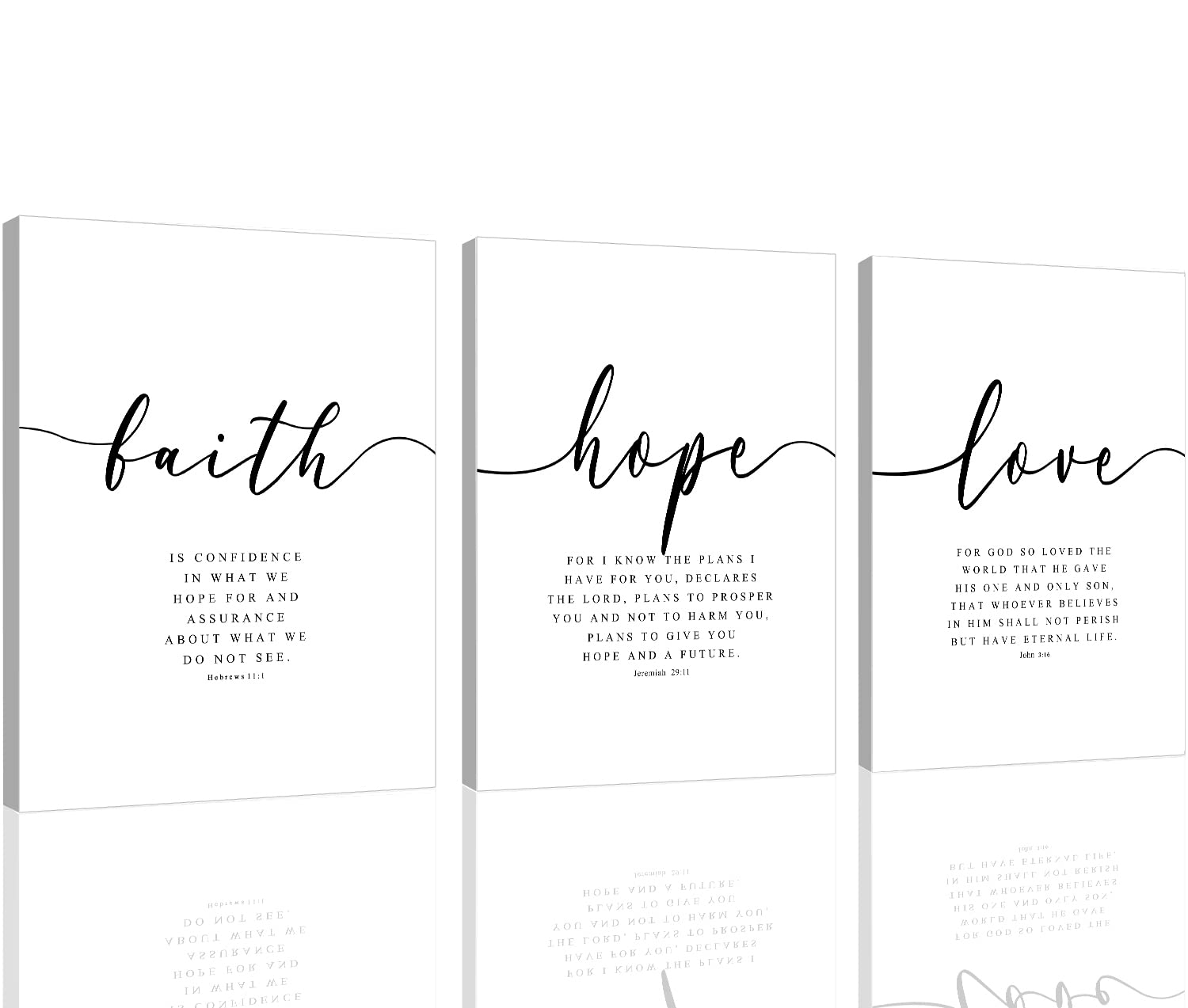 Amazon.com: letters prints - Faith Hope Love Bible Verse Wall Art Set of 3  Prints framed wall art picture Scripture Quote Hebrews 11, Jeremiah 29, John  3 16, Living Room Christian Decor: Posters & Prints