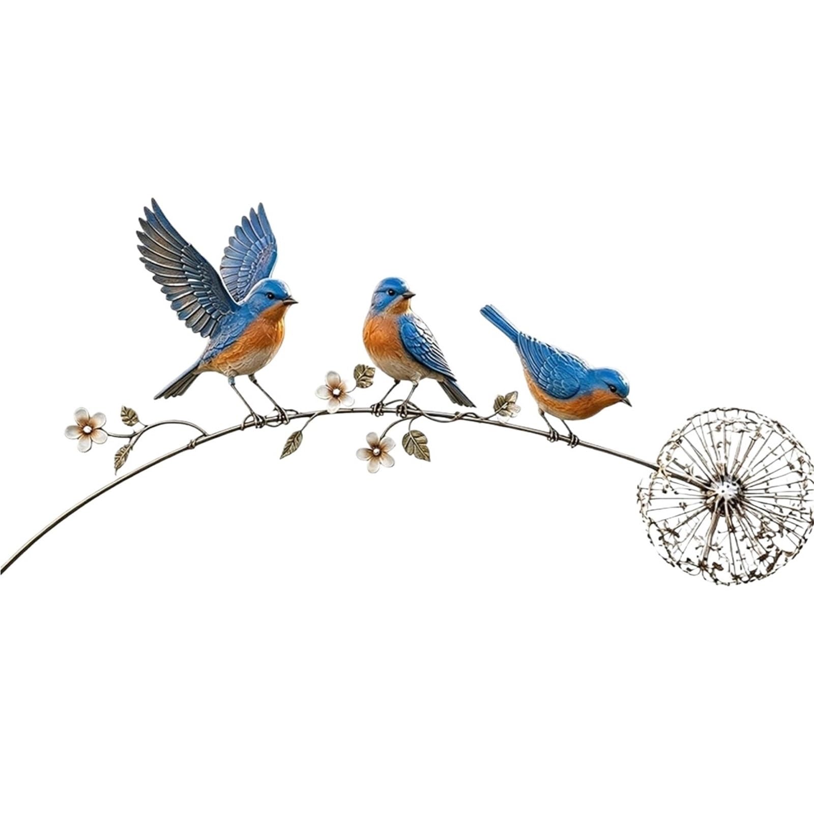 ANQKYO Robin Garden Stake Garden Stake With 3 Birds And Dandelion Design, Outdoor Yard Art For Lawn(Blue Bird)