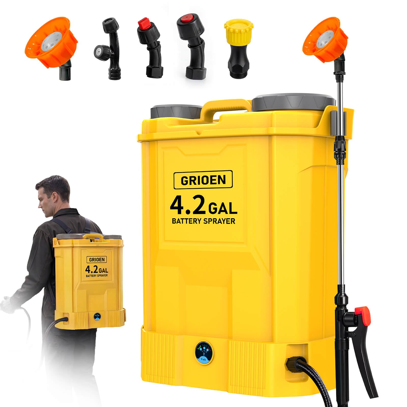 Zasilany bateryjnie opryskiwacz plecakowy kompatybilny z akumulatorem DeWalt 20 V MAX – elektryczny opryskiwacz do chwastów 100 PSI, opryskiwacz ogrodowy (bez baterii) z 5 dyszami do zwalczania