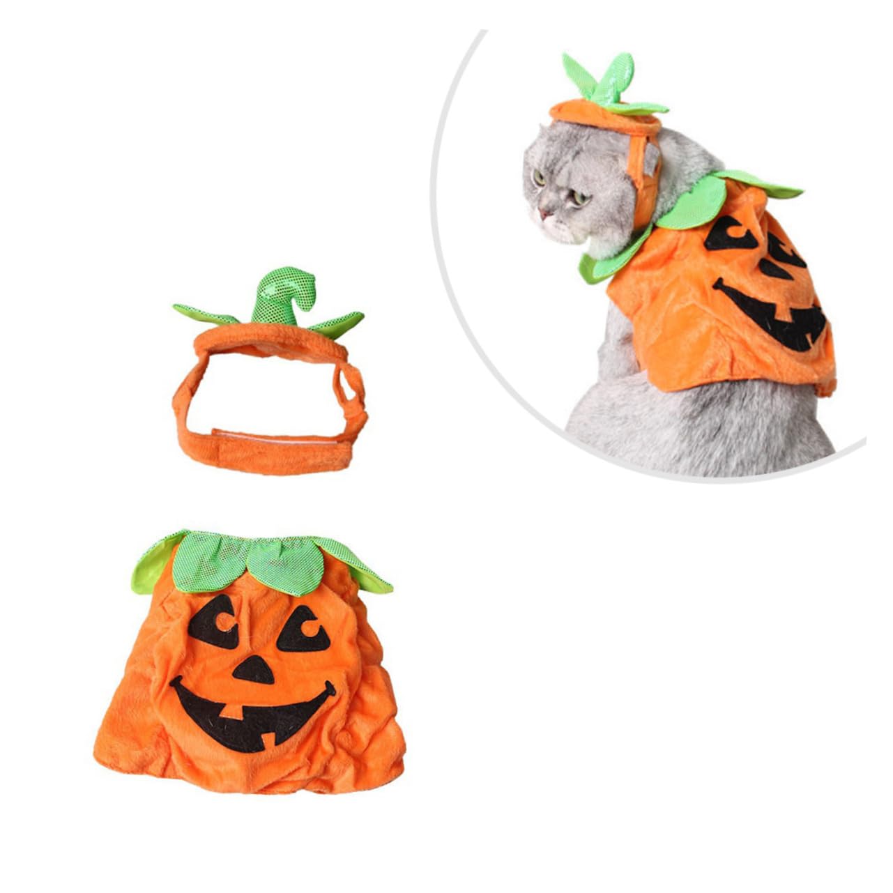 Beavorty 2 Pezzi Costumi Di Zucca Per Cani Cappotto Per Gatti Gattino Ornamento Cucciolo Di Zucca Per Animali Domestici Vestito Da Cappello Da Strega Cappello Arancione Costume Da