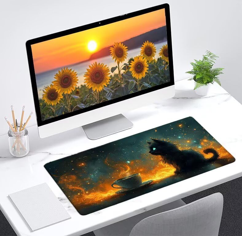 Mouse pad grande gaming 900x400x3 mm con bordes cosidos para mesa 2