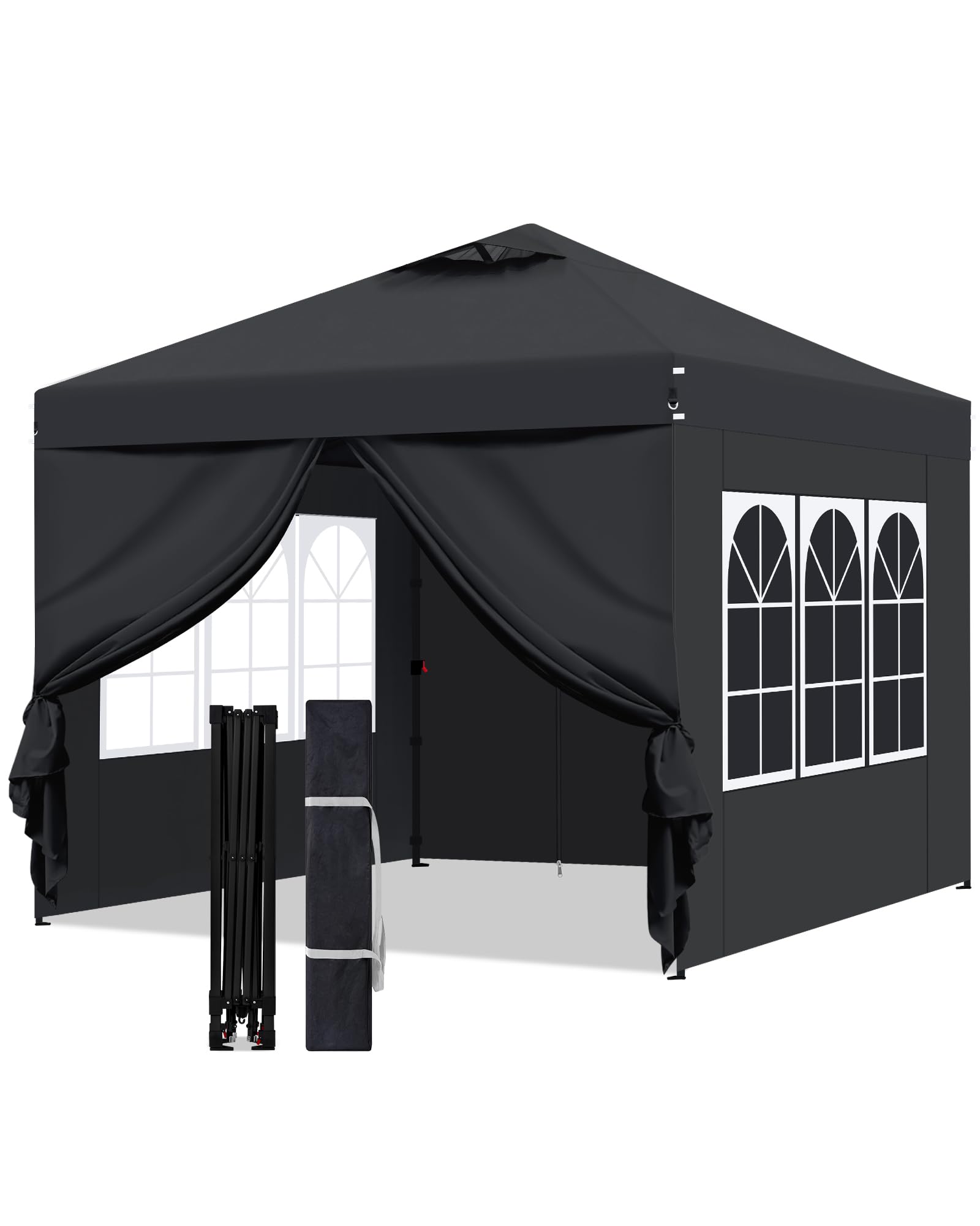 FANPAT Pop-Up-Zelt, 300D silberbeschichtete Oberseite, Pop-Up-Zelt, sofortiger tragbarer Unterschlupf mit 1-Knopf-Druck- und Rad-Tragetasche, Bonus 8 Heringe und 4 Baldachin-Gewichte