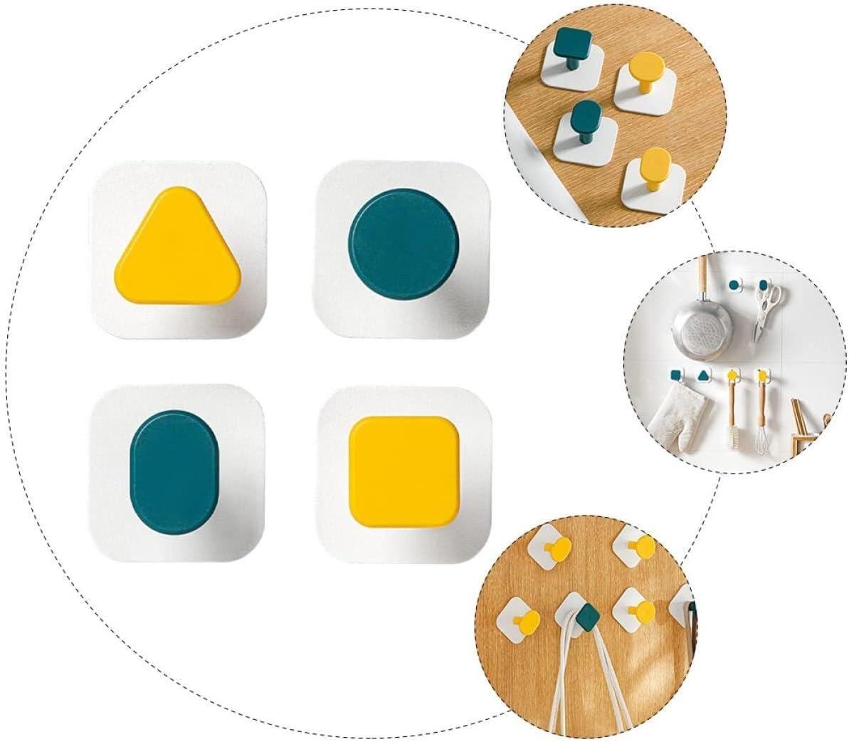 Selbstklebende Haken und Wandaufhänger, selbstklebende Haken, Wandaufhänger, 4 Stück, for den Haushalt, spurlos, Badezimmerhaken, Türhaken, selbstklebend, for Schrank, Huthalter, Veranda, selbstkleben