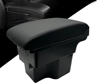Armrest Box for Kia Soul 2014-2019 Double Layer Front Center Console Black Leather with Charging 3 USB Ports
