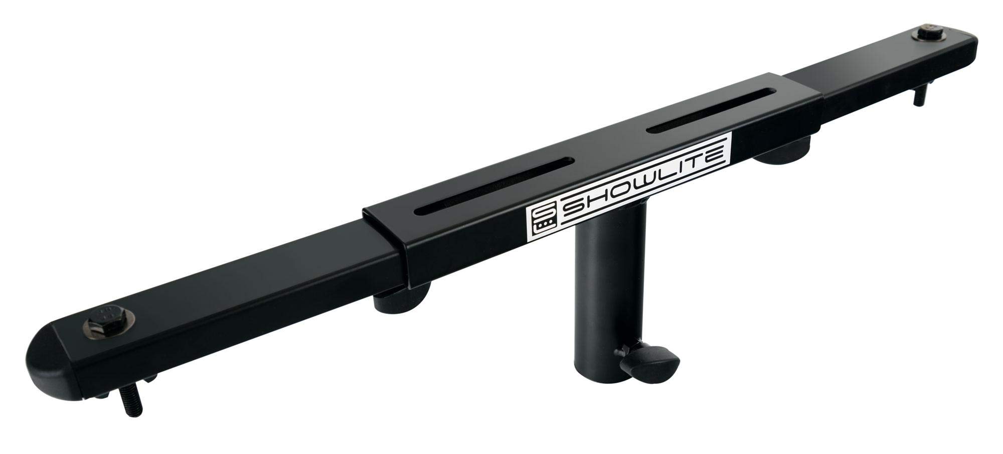Set Trave Trasversale Showlite SAT-02 T con Supporto a Parete per Casse (Robusto Supporto a Parete con Flangia da 36 mm incluso con traversa adatta per 2 faretti) Nero