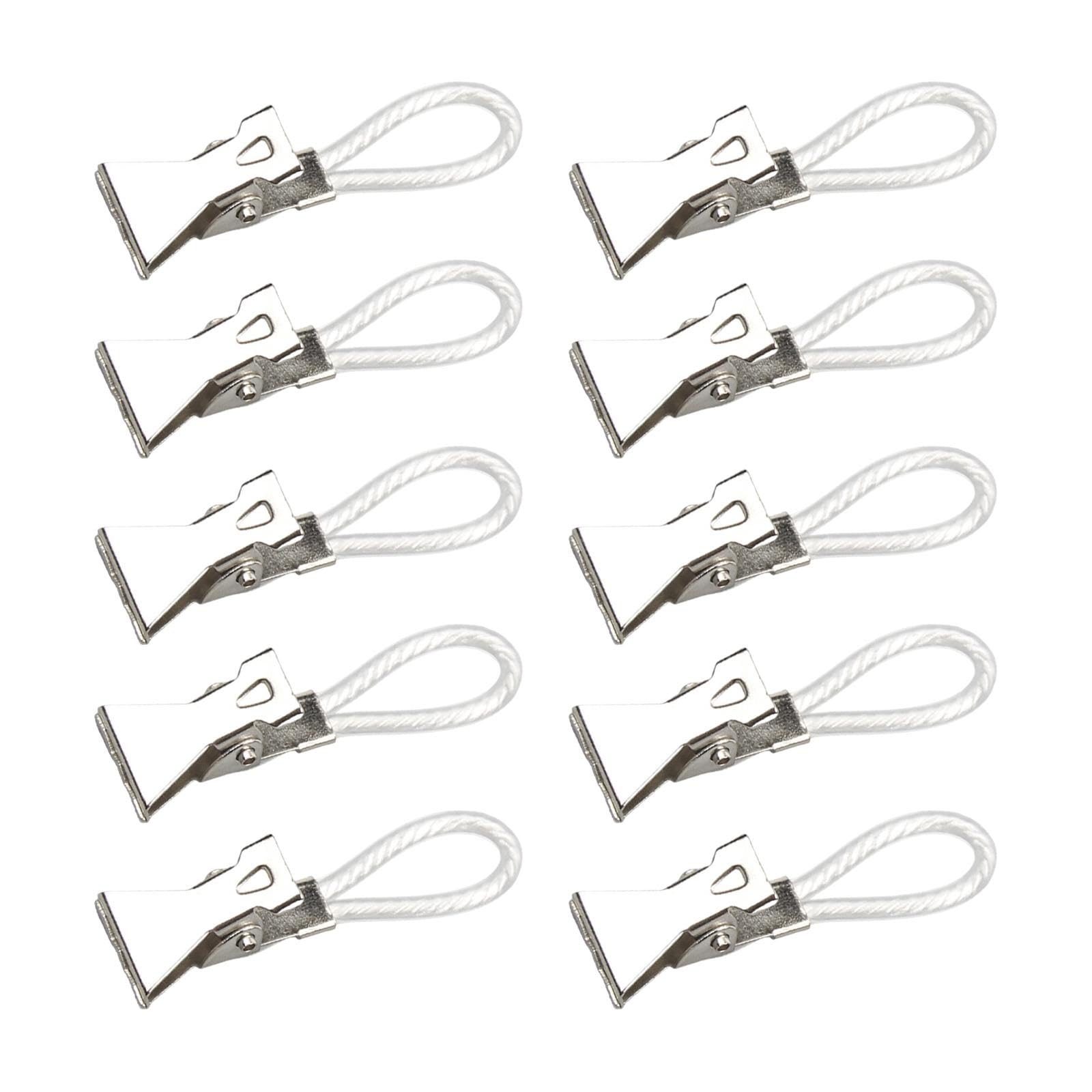 WOVEBIUS 10x Hanging Tea Towels Clips Cupboard for Shower Curtain Small Clothes White,5x1.56cm