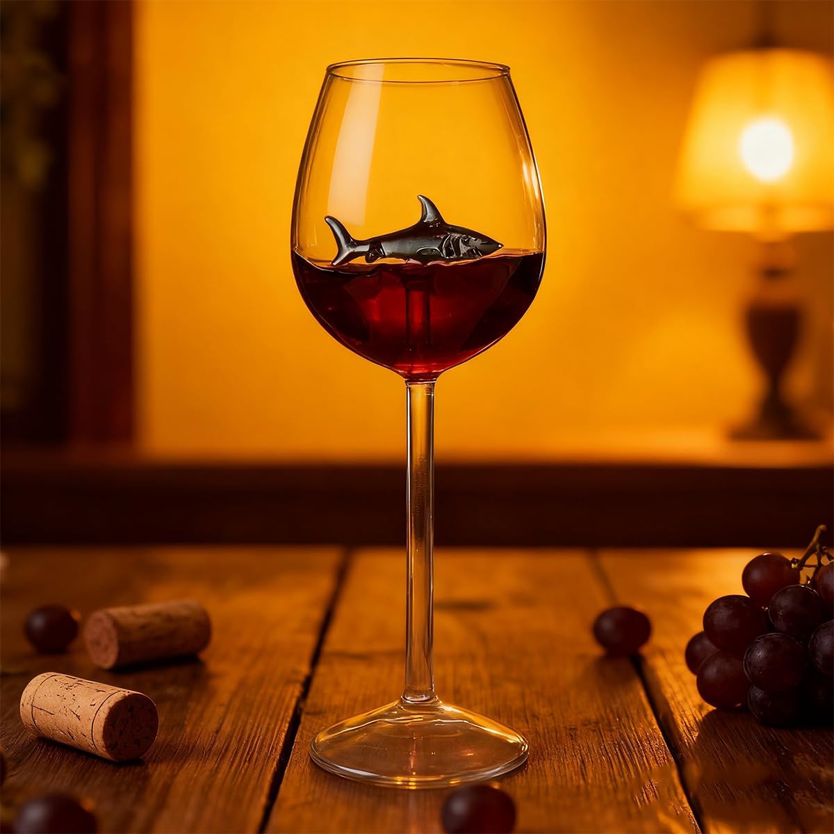 Black Shark Wine Glasses 10oz Red Wine Glass with Shark Inside 300ml