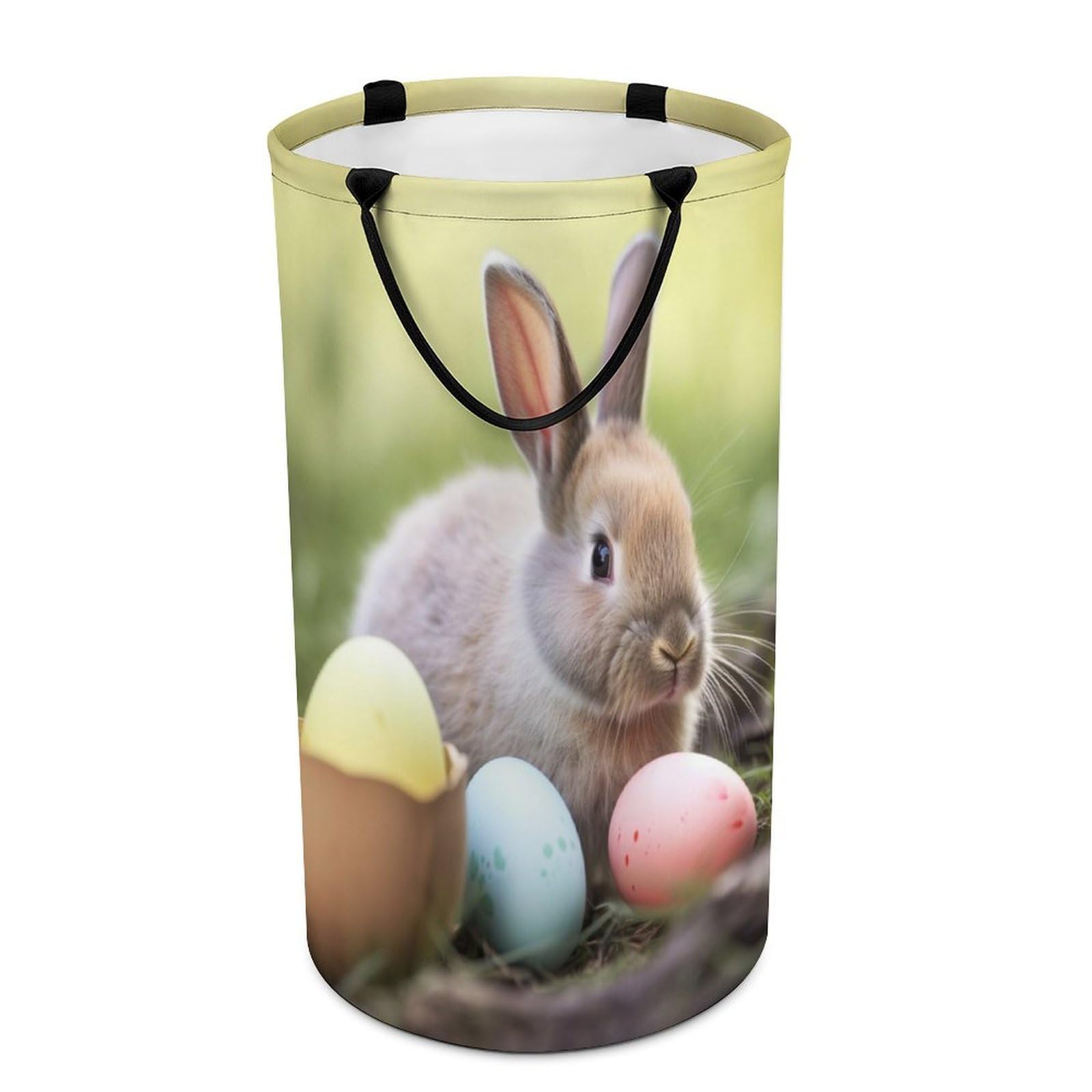 Rabbits Eggs Laundry Basket Freestanding Laundry Hamper with Handles Waterproof Dirty Clothes Hamper Collapsible Washing Bin Aesthetic Clothes Basket for Bathroom Bedroom Dorm