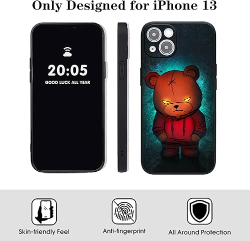 Miniatura 5 de Funda compatible con iPhone 13 para hombres y niños, TPU suave negro mejorado protección de cámara, protección de goma, antideslizante, a prueba de
