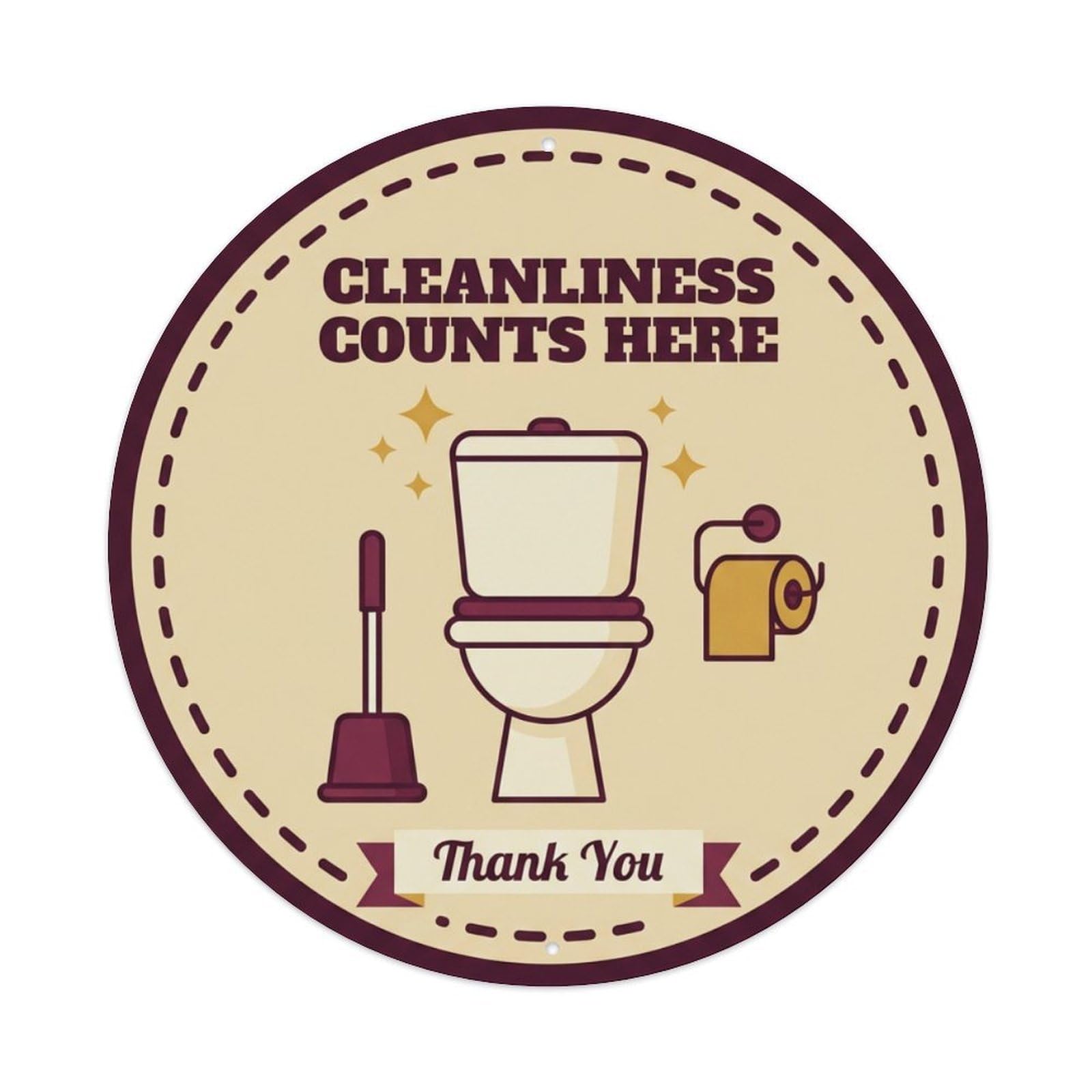 Metal Tin Sign Toilet Clean Bathroom Reminder Cleanliness Counts Here