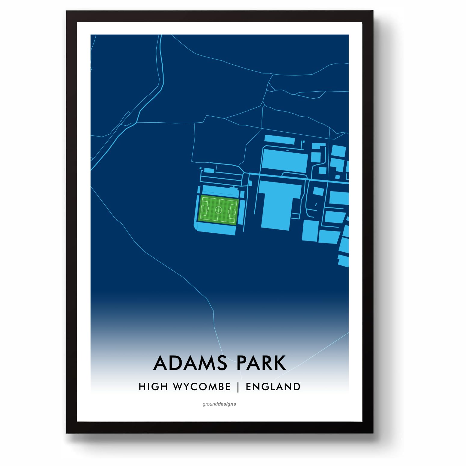 Grounddesigns Blue Wycombe Wanderers Fc Adams Park Stadium Map