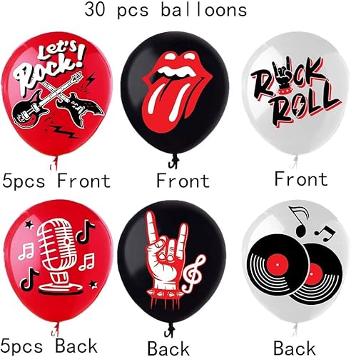Rock And Roll Party Decoration Balloons 12'' Latex Balloons For Music Theme Party Decorations 1950'S Birthday Party Supplies 50S 60S Rock Party Favors #TOP1