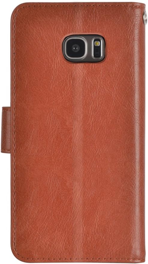 UrSpeedtekLive S7 Edge Wallet Case, Galaxy S7 Edge Wallet Case, Premium PU Leather Flip Folio Case Cover w/Card Slots, Cash Pocket, Kickstand, Wrist Strap for Samsung Galaxy S7 Edge(Brown)