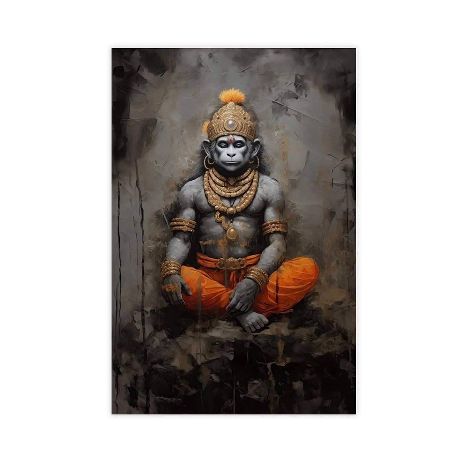 GQVCJSW Lord Hanuman Meditating Art Canvas Poster Bedroom Decor Landscape Office Room Decor Gift 20x30inch(50x75cm)