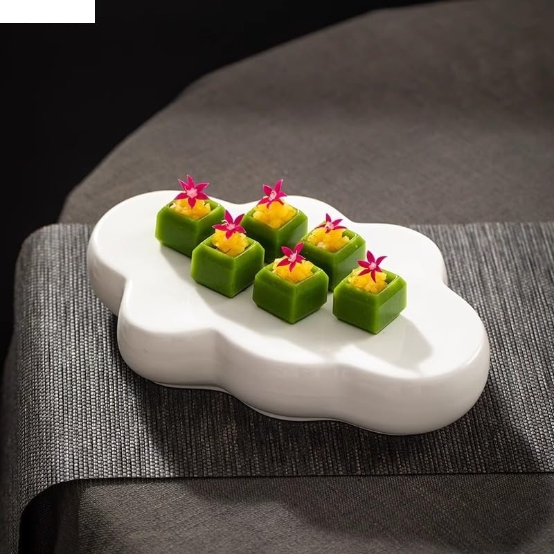 Talerze Kreatywny ceramiczny talerz obiadowy w kształcie chmury Czysta biel Nieregularny talerz deserowy Talerz sushi Talerze na przekąski Specjalna zastawa stołowa (M)
