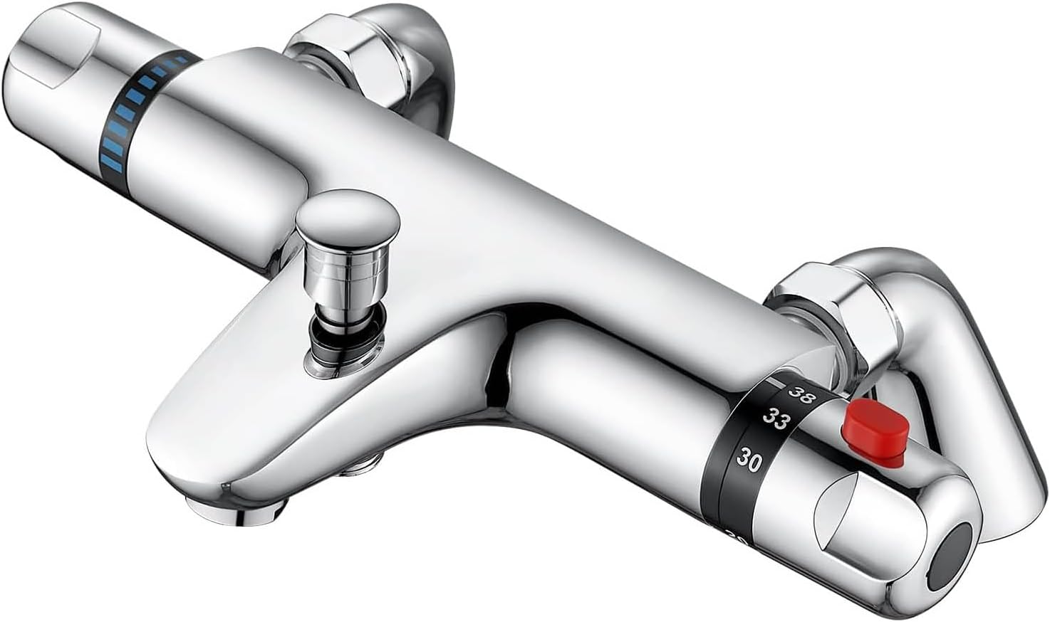 Thermostatic Bath Shower Mixer Tap Deck Mounted Solid Brass Bathtub Shower Mixer Bar Valve with 38 C Safety Anti-Scald