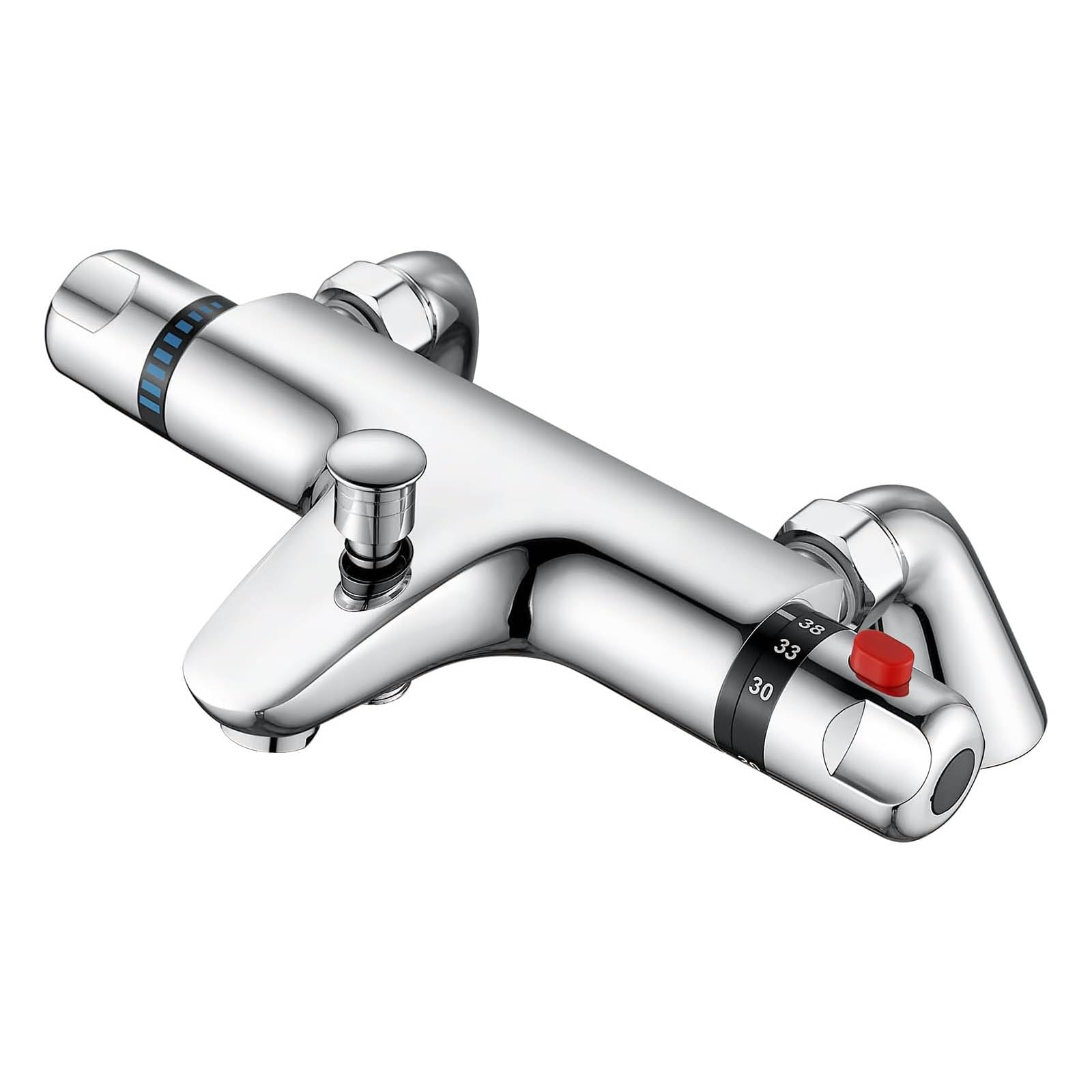 ZAMERY Thermostatic Bath Shower Mixer Tap Deck Mounted Solid Brass Bathtub Shower Mixer Bar Valve with 38°C Safety Anti-Scald