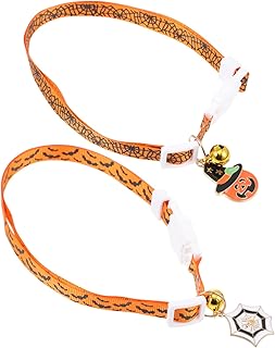Angoily 2stücke Verstellbares Halloween Katzenhalsband Mit Kürbis Und Geisterdesign Sicherheitsverschluss Für Hunde Und Katzen Für Feste Und Tägliches Tragen product image