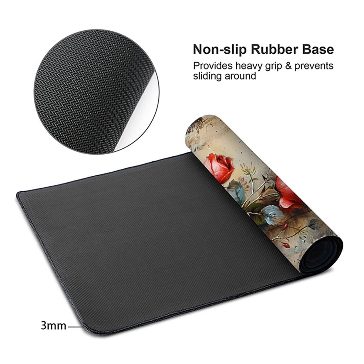 Tappetino per Mouse Gaming XXL 1200x600x3mm– Ufficio Mousepad Grande – Migliora la Velocità e la Precisione Tenuta Stabile Sottomano per Ufficio e Casa Accessori Scrivania Fiori PjY16109 N-U
