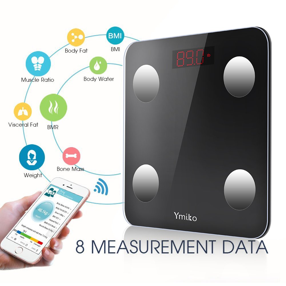 Body Fat Scale, Ymiko Bluetooth Bathroom Scale Smart Body Weight Scale