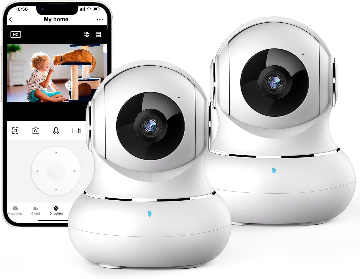 litokam Security Camera Indoor, Little elf 2K Cameras House Security with APP, Baby Monitor with Motion/Crying Detection, WiFi Camera with 2-Way Audio (White, 2Pack-2.4GHz)