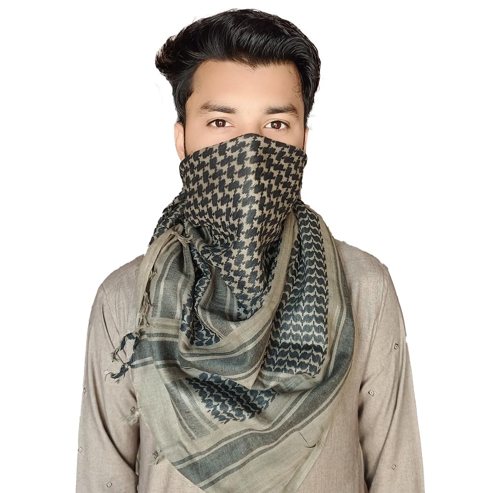 Scarf Shemagh Head Neck Scarf 100% Cotton Desert Arab Wrap Tactical Keffiyeh Shawl Scarve with Tassel 43x43 inches