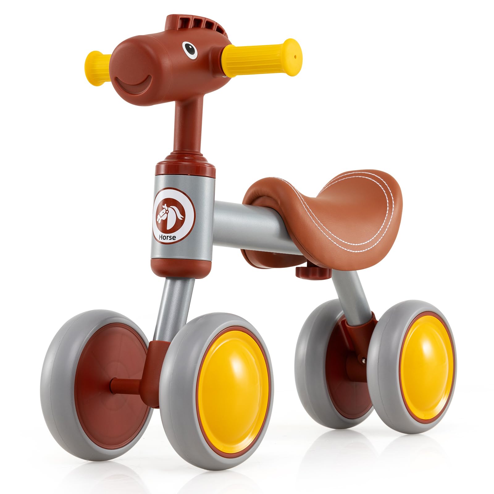 COSTWAY Draisienne Bébé Légère en Forme Tête de Cheval avec Siège & Guidon, Vélo Bébé sans Pédales de 18-36 Mois avec 4 Roues en EVA, Charge 25kg, Vélo d'Équilibre pour Garçons et Filles