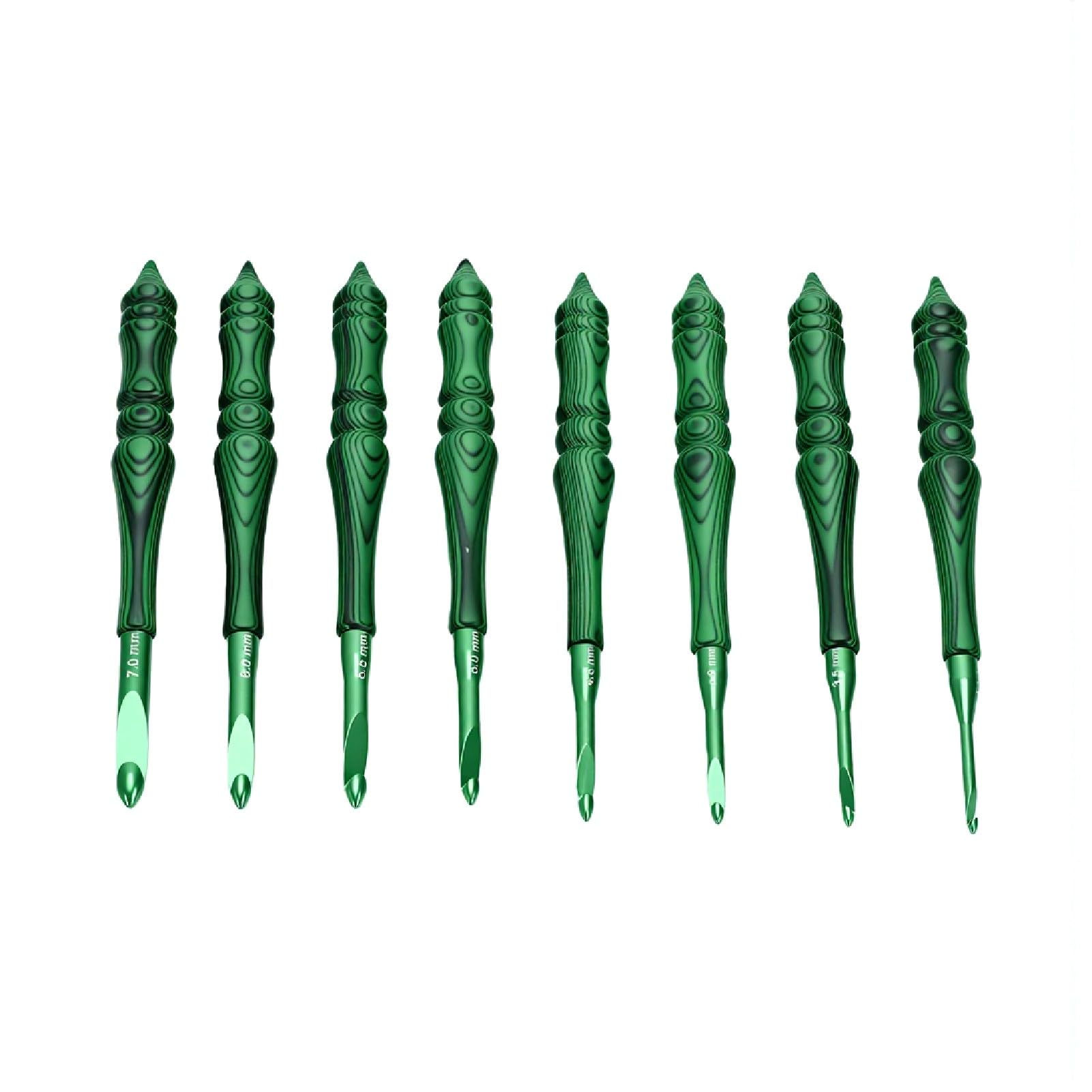 GOWENIC Set de Ganchillos Ergonómicos de Aluminio 8 Piezas | Agujas con de Madera de 3,0-7,0 Mm para Bufanda de Ropa