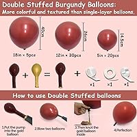 Vista 3 de Globos Burdeos Doble Relleno Rojo Vino Rojo Rosa Kit de Arco de Globos Guirnalda Granate Diferentes Tamaños Para San Valentín Boda Cumpleaños Baby