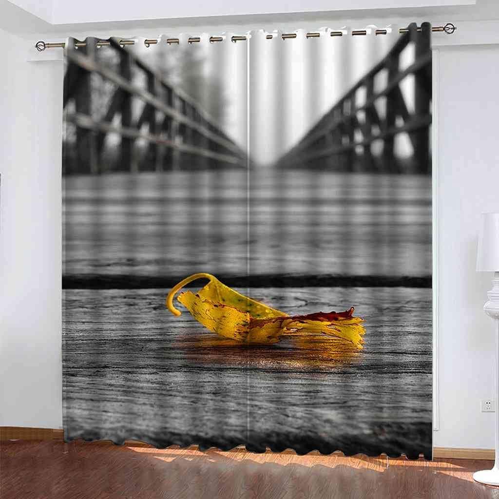 Rideaux occultants pour chambre et salon décor urbain pont de la ville 3D