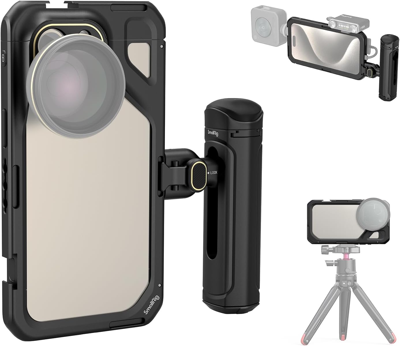 SmallRig Single Handheld Phone Cage Kit for iPhone 15 Pro Max, Mobile Video Rig Cage Kit with Wireless Quick Release Handle for Video Recording/YouTube/Live Streaming/Vlog - 4393