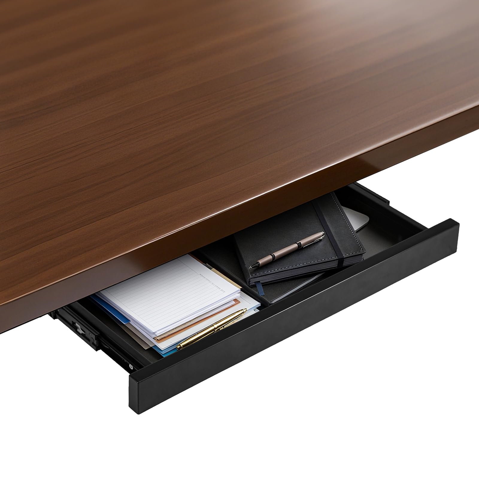 GREENSAPPIRE Hidden Organizer Under-Desk Drawer – Large Capacity Metal Storage, Easy Installation, Space-Saving Design, Smooth & Quiet Sliding, Fits Most Desks (Black)