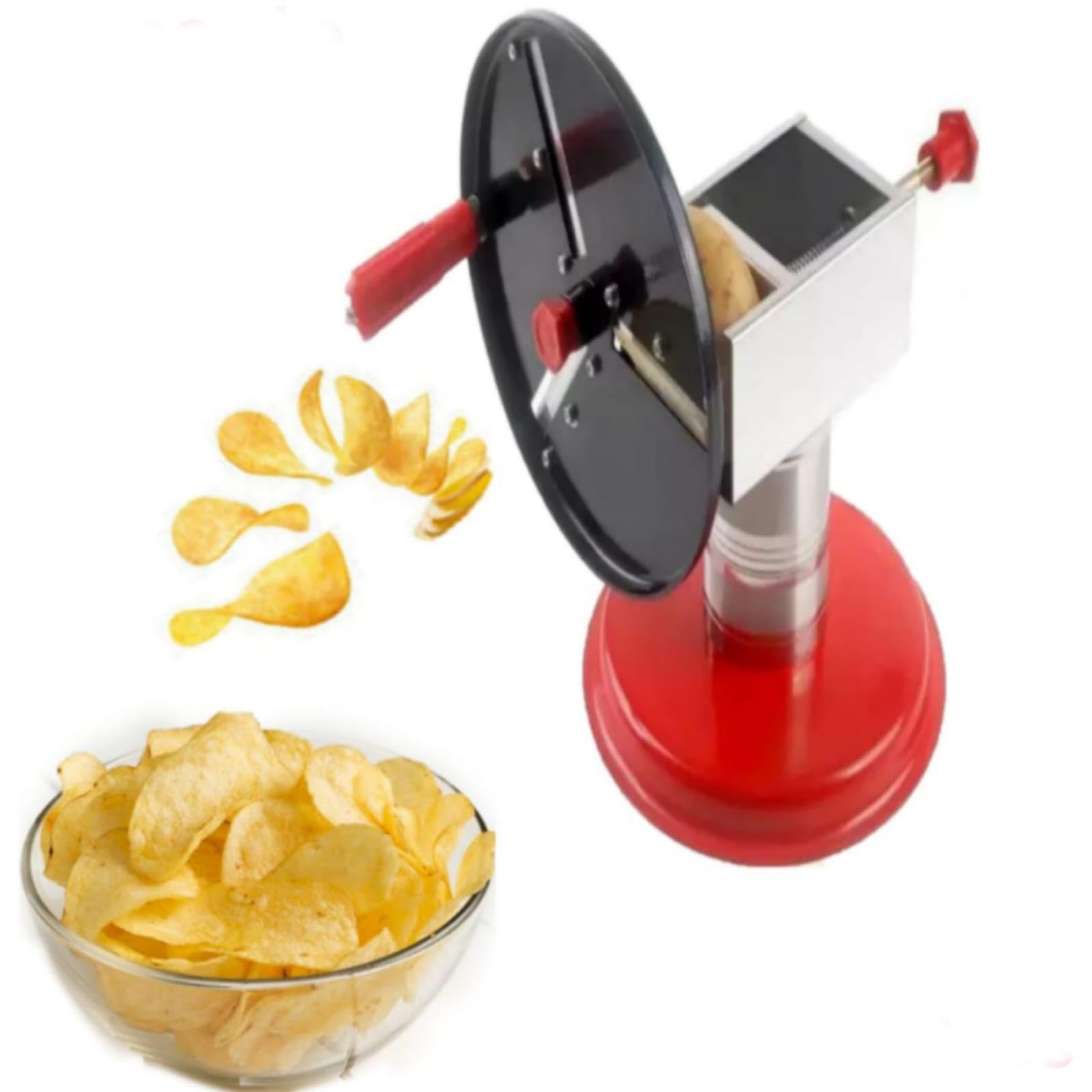 Stainless Steel Potato Chips Slicer Maker || Aloo Chips Cutter Machine || Chips Slicer Cutter for Potato, Onion, Vegetable & Salad || Multipurpose Kitchen Tool – 18 Cm Height