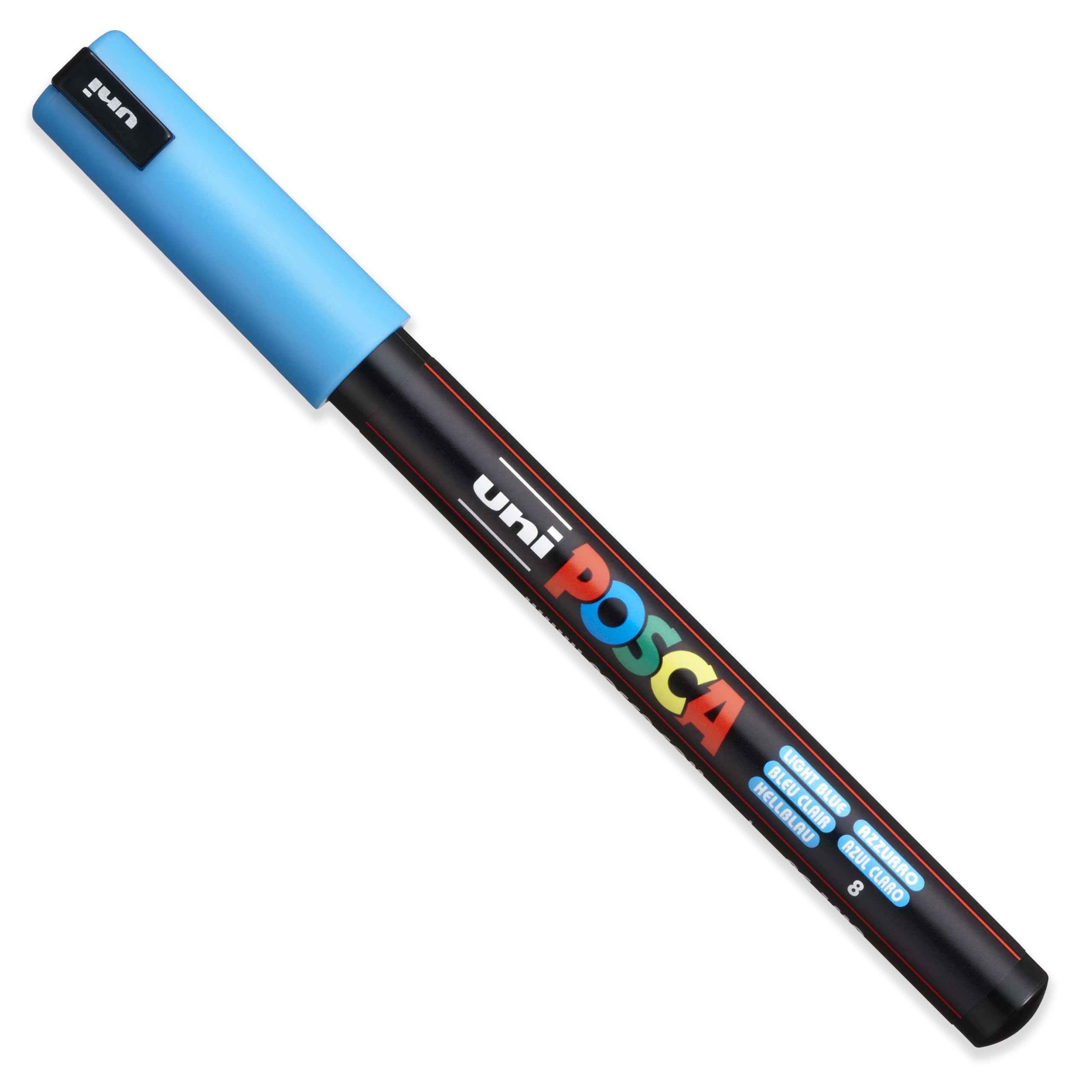 Posca Pennarello permanente a base d'acqua, versatile, punta da 0,7 mm, ultra fine, confezione regalo in plastica con 18 penne con extra nero e bianco