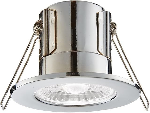 SHIELDECO 4W Fire Rated Downlight Chrome Finish Dimmable Recessed Energy Saving Cool White LED Ceiling Spotlight Push Fit Downlight IP65 Rated