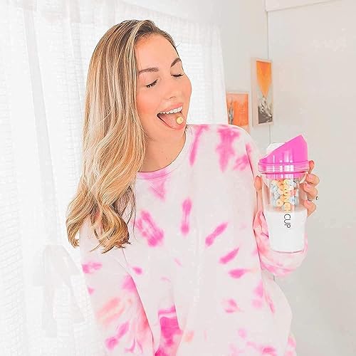 Miniatura 7 de CRUNCHCUP Combina y ahorra un 15 % en dos vasos de cereales portátiles, sin cuchara, sin cuenco, es cereal sobre la marcha azul y rosa