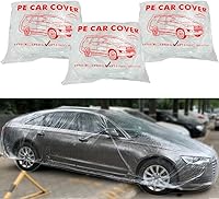 LuliKa 3-Pack Disposable Clear Plastic Car Covers Universal Rain Dust Protection Medium 12.4x21.6 FT Elastic Fit