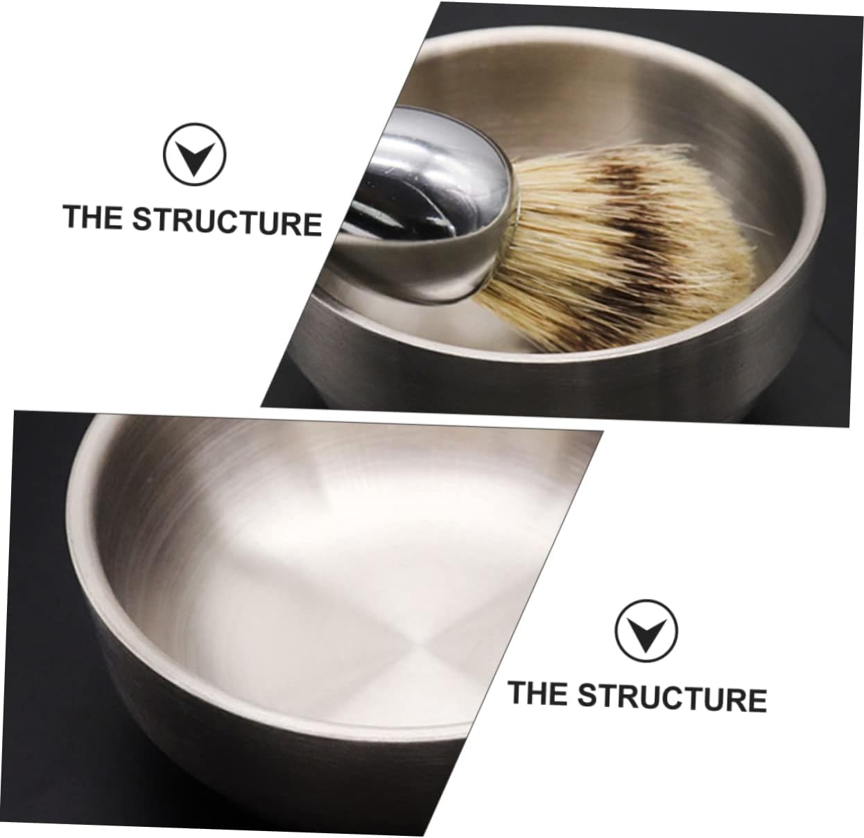 2pcs Beard Care Kit for Men Traditional Wet Shaving Brush Set Stainless Steel Bowl