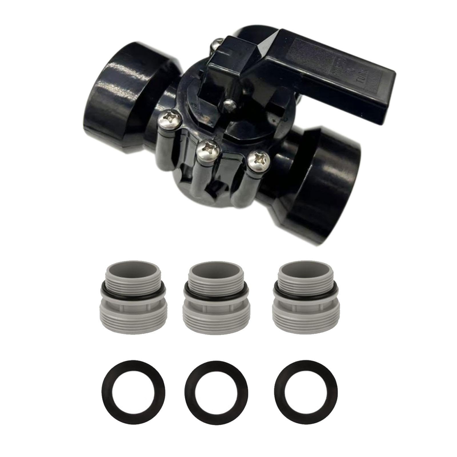 Valvola deviatrice a 3 vie Valvola deviatrice per piscina Adattatore da 1,5" 32mm 38mm per piscina, Nero