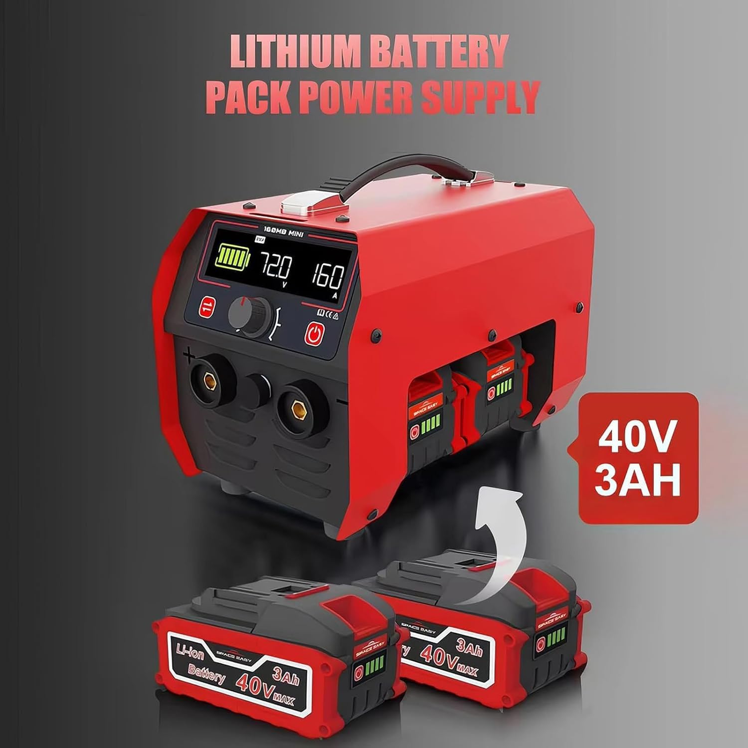 Saldatrice a batteria, saldatrice a elettrodo inverter da 160 A, con avvio a caldo e display LCD, per una facile saldatura a punti.