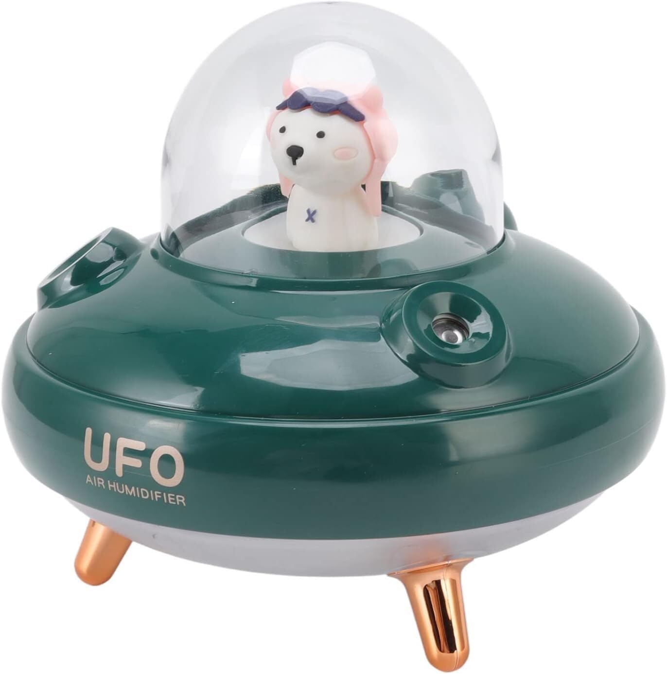 per Uso Domestico Umidificatore da 400 ml, umidificatore a Nebbia Fredda con Luce Notturna a Doppio ugello, Mini umidificatore Silenzioso Verde for Camera da Letto